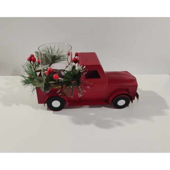 Holiday Time Christmas Farm Truck Hurricane Candle Holder, Red New - Picture 11 of 16